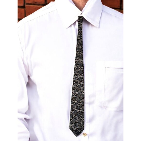 Pavia Handmade in Italy 100% Silk Geometric Pattern Tie—Elegant & Timeless Desig - Picture 4 of 10